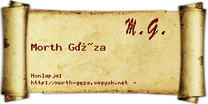 Morth Géza névjegykártya